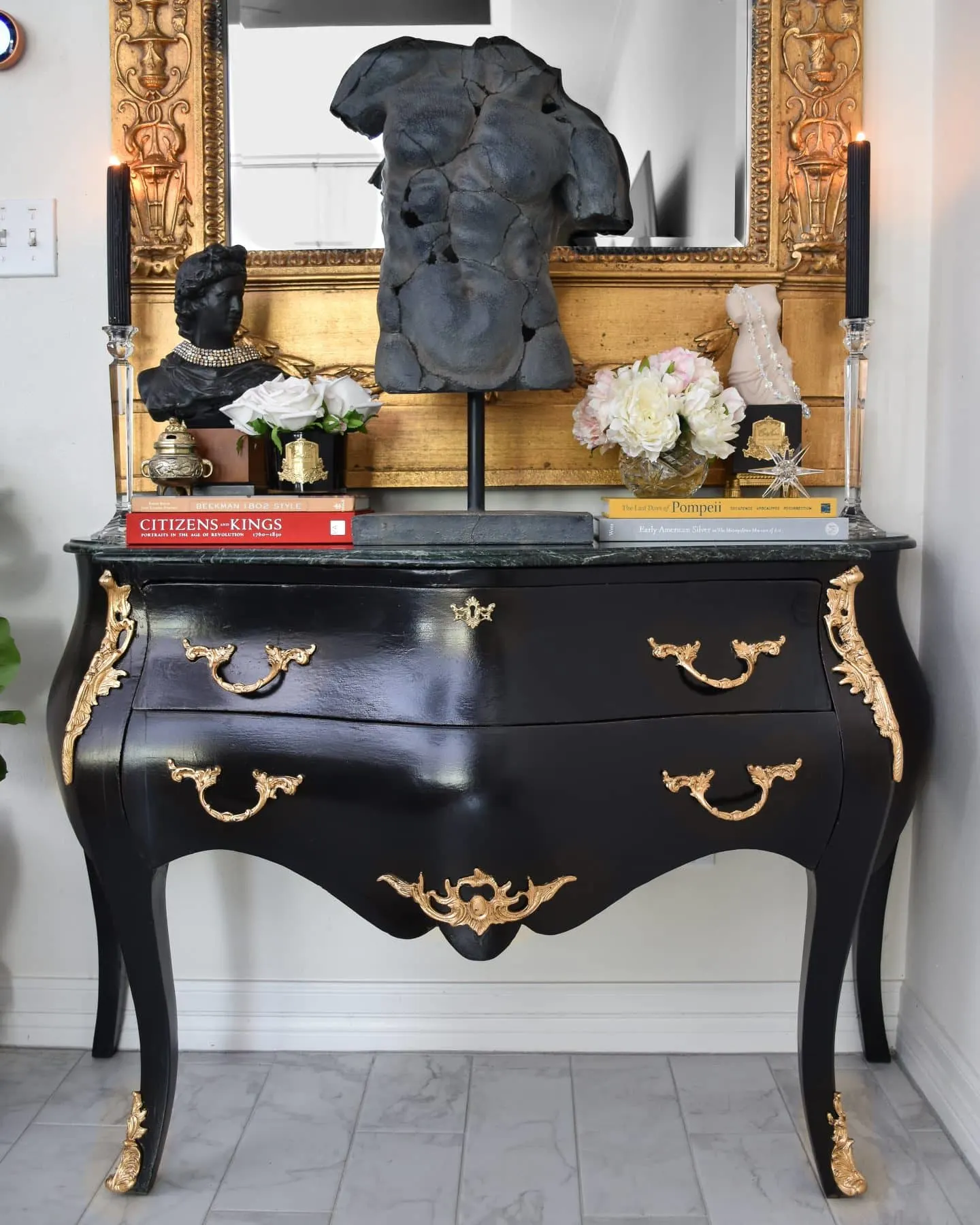 Black & Gold Painted Piece  Metallic painted furniture, Gold