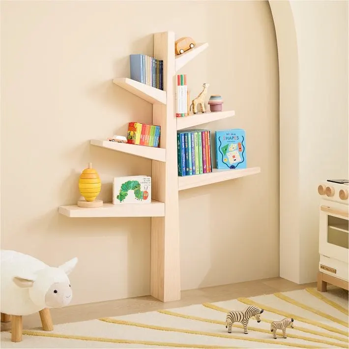 White corner bookshelf on sale for nursery