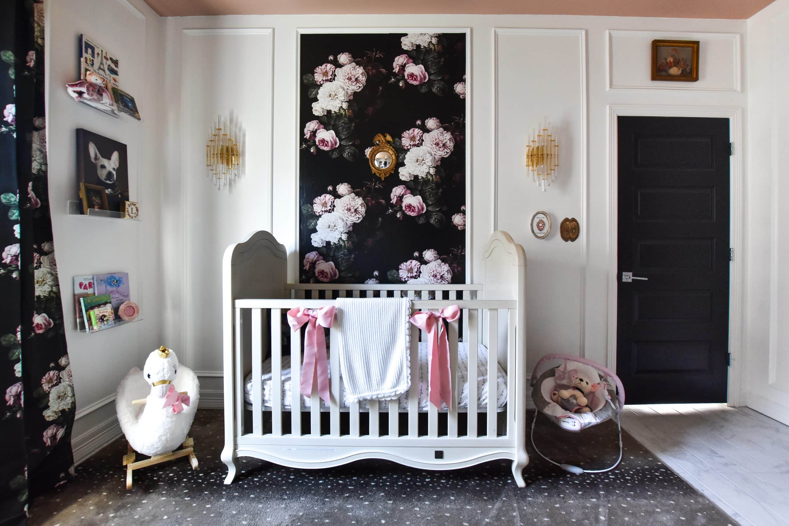 Moody Floral French Inspired Baby Girl Nursery MONICA BENAVIDEZ